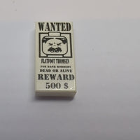 1x2 Fliese bedruckt with 'WANTED' 500 Reward Poster weiß white