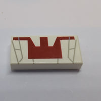 1x2 Fliese bedruckt with Red and Gray Mini Jedi Starfighter weiß white