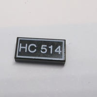 1x2 Fliese bedruckt with White 'HC 514' Text schwarz black