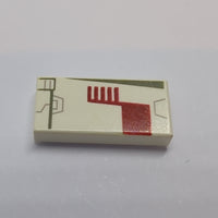 1x2 Fliese bedruckt with x-wing Fighter Pattern Model Left Side weiß white