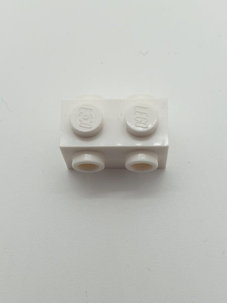 1x2x1 modifizierter Stein mit 2 Noppen an beiden Seiten weiß white