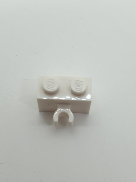 1x2 modifizierter Stein mit Clip zweigeteilt vertikal weiß white