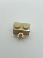 1x2 modifizierter Stein mit O-Clip vertikal beige tan