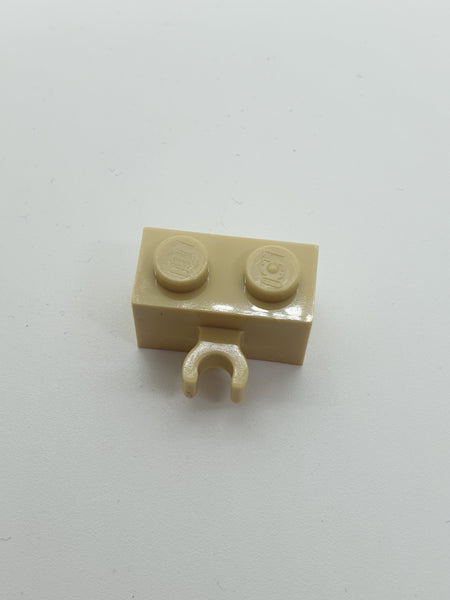 1x2 modifizierter Stein mit O-Clip vertikal beige tan