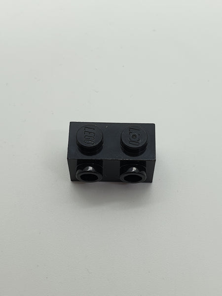 1x2 modifizierter Stein mit 2 Noppen an einer Seite schwarz black