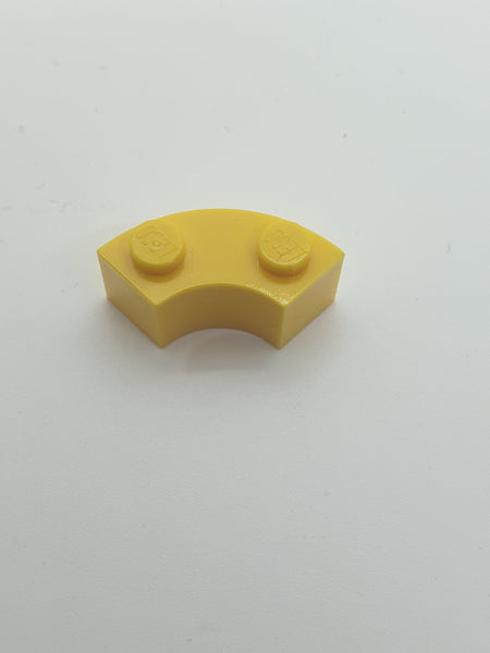 2x2 Rundstein Macaroni 1/4 Kreis mit Noppenkerbe und Verstärkung gelb