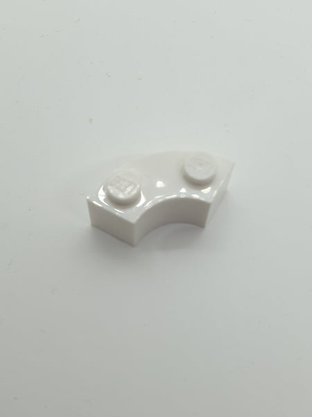 2x2 Rundstein Macaroni 1/4 Kreis mit Noppenkerbe und Verstärkung weiß white