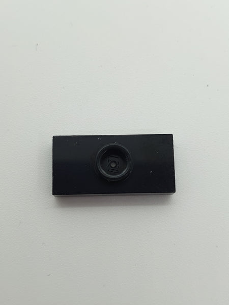1x2 modifizierte Fliese/Platte mit Noppe mit Nut und Noppenhalter (unten) schwarz black