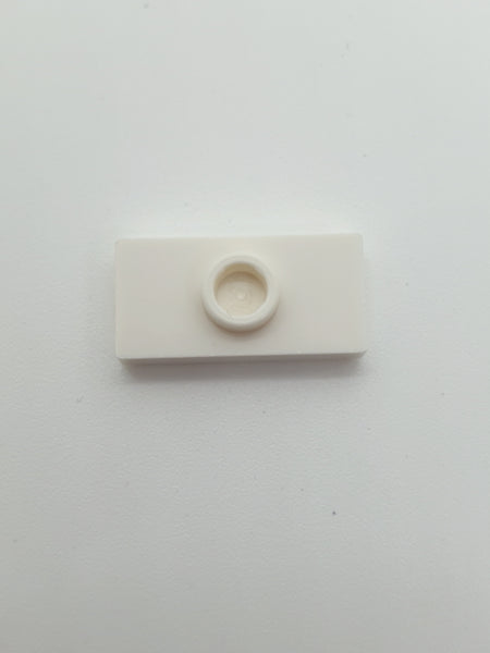 1x2 modifizierte Fliese/Platte mit Noppe mit Nut und Noppenhalter (unten) weiß white
