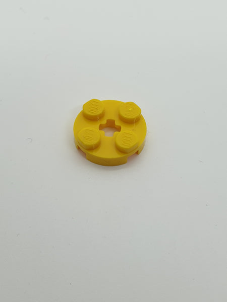 2x2 Rundplatte mit Achsenloch (+) gelb