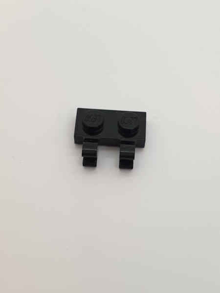 1x2 modifizierte Platte mit Clips O-Clips horizontal schwarz black