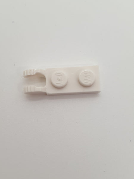 1x2 Scharnierplatte mit 2 Fingern ohne Nut weiß white