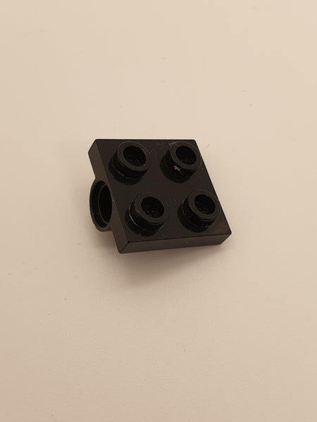 2x2 Achsplatte mit 1 Pinloch (kompletter Support) schwarz black