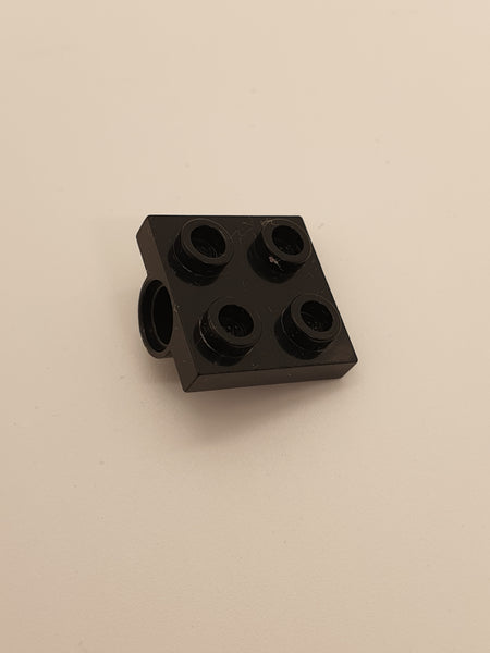 2x2 Achsplatte mit 1 Pinloch (gebrochener Support) schwarz black
