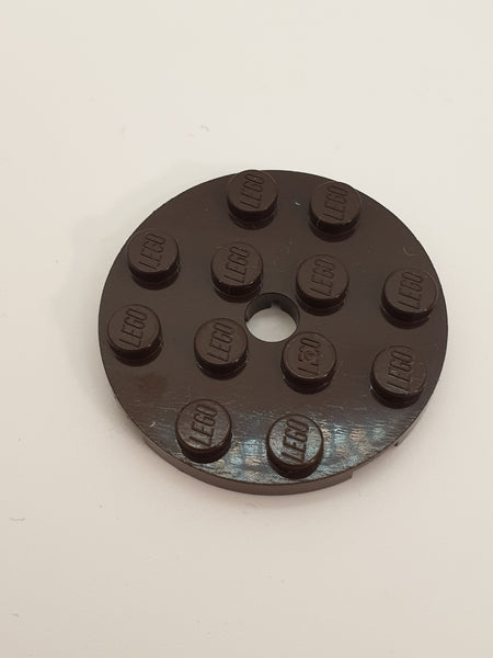 4x4 Rundplatte mit Loch dunkelbraun dark brown