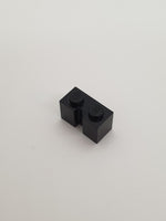 1x2 modifizierter Stein mit Rille schwarz black