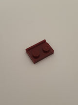 1x2 modifizierte Platte mit Schiene dunkelrot