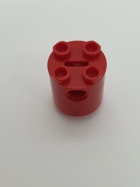 2x2x2 Roboter Körper (R2D2) Stein rund mit x im Boden (Achs-Halter) rot
