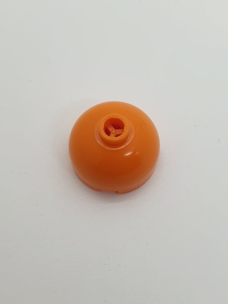 2x2 Rundstein Kuppel Oberteil mit geblockter Noppe, mit Achshalter x orange