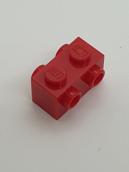 1x2x1 modifizierter Stein mit 2 Noppen an beiden Seiten rot