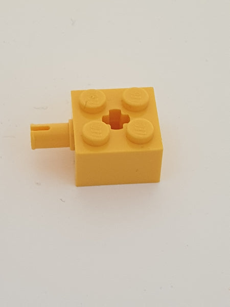 2x2 modifizierter Stein mit Pin und Achsenloch gelb