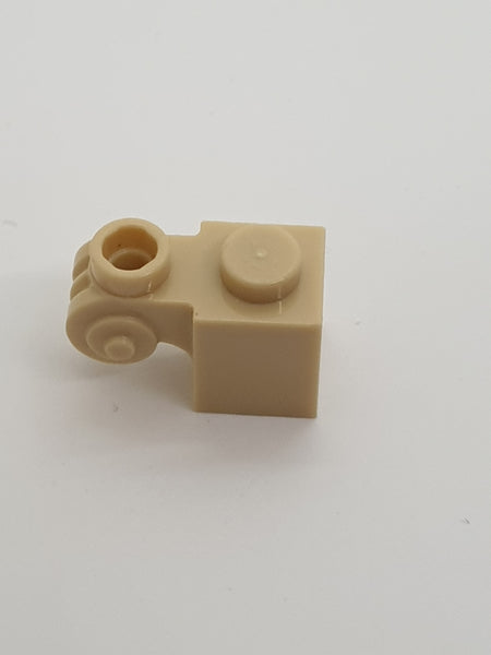 1x2 Stein modifiziert mit Scroll mit offener Noppe beige tan