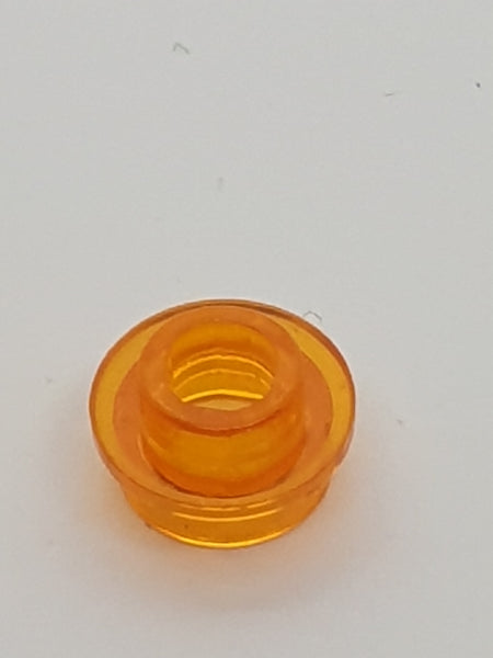 1x1 Rundstein flach mit Loch transparent orange