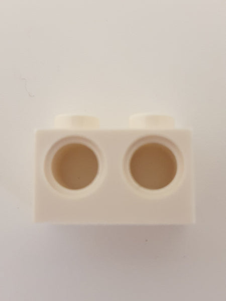 1x2 Technik Stein (2 Löcher) weiß white