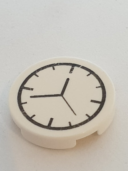 2x2 Fliese rund bedruckt mit Uhr Aufdruck (x Boden) weiß white