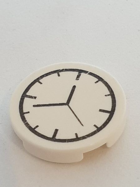 2x2 Fliese rund bedruckt mit Uhr Aufdruck (O Boden) weiß white