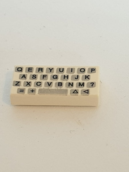 1x2 Fliese bedruckt mit Keyboard Aufdruck, einfach weiß white