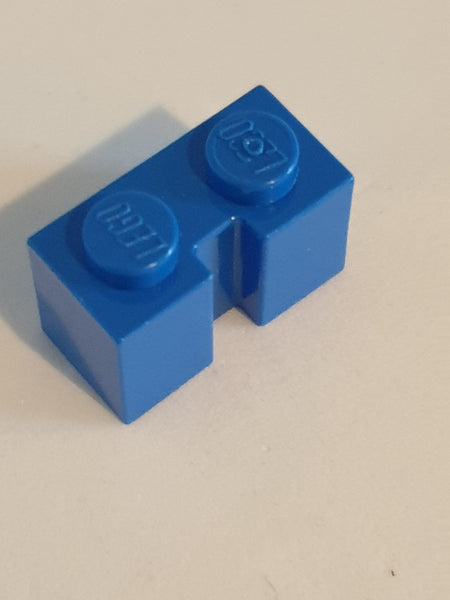 1x2 modifizierter Stein mit Rille blau