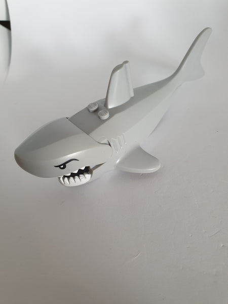 Hai mit Kiemen und weißen Zähnen groß neuhellgrau