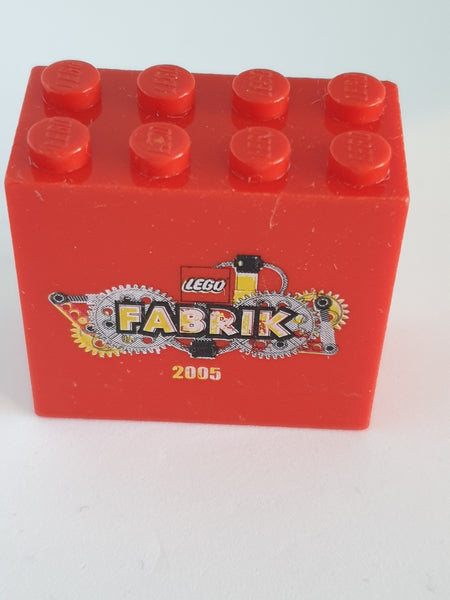 2x4x3 Stein bedruckt Lego Fabrik 2005 rot