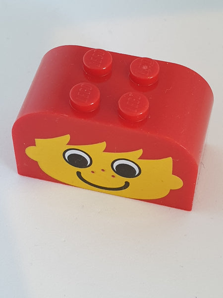 2x4x2 Bogenstein bedruck mit gelbem Gesicht rot
