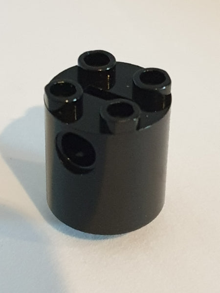 2x2x2 Roboter Körper (R2D2) Stein rund mit x im Boden (Achs-Halter) schwarz black