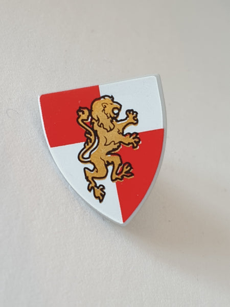 Schild bedruckt Triangular rot / neuhellgrau mit goldenem Löwen