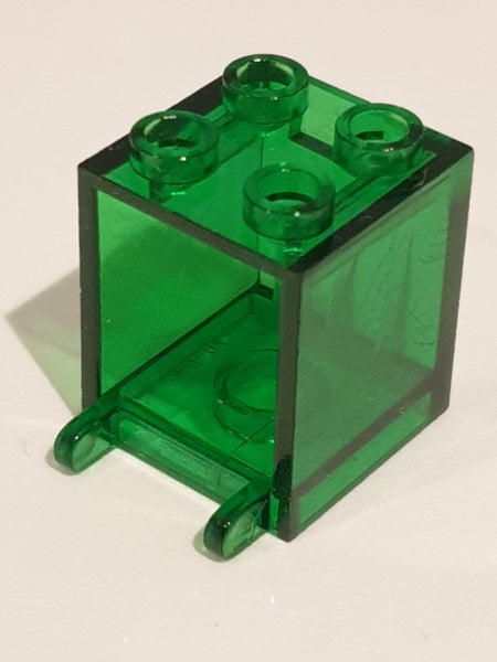 2x2x2 Behälter Briefkasten offene Noppen, transparent grün