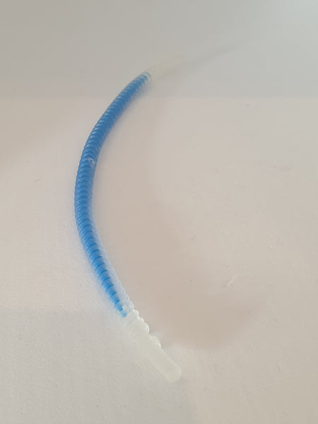 Schlauch Flexibel geriffelt 19L mit 8mm Enden, blauer Kern transparent weiß trans clear