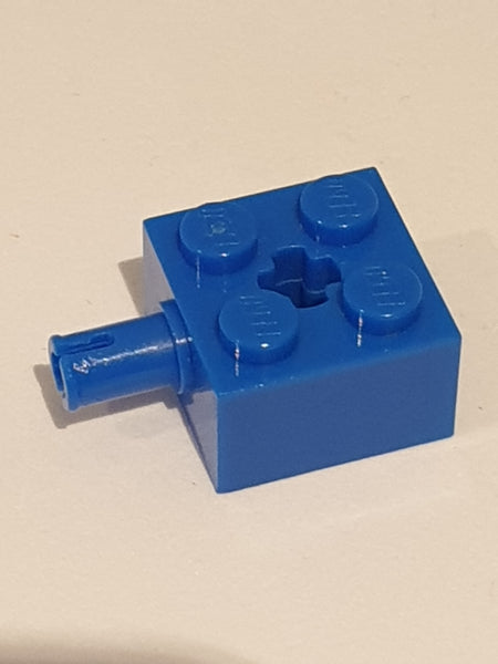 2x2 modifizierter Stein mit Pin und Achsenloch blau