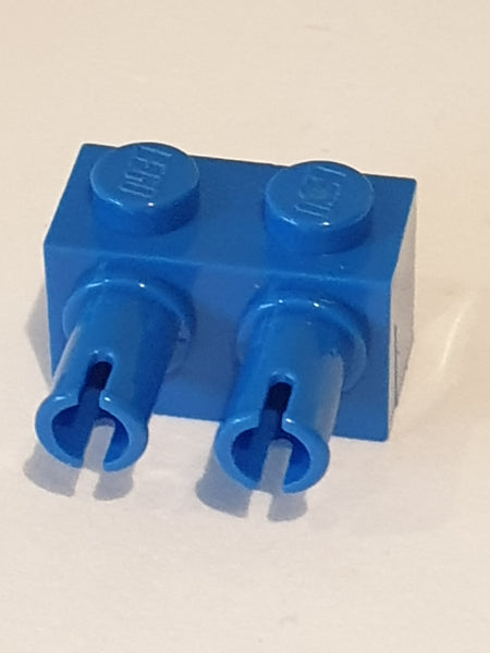 1x2 modifizierter Stein mit 2 Pins blau