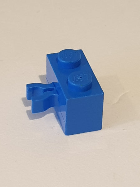1x2 modifizierter Stein mit Clip zweigeteilt vertikal blau