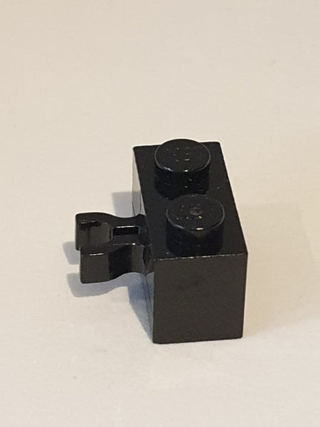 1x2 modifizierter Stein mit O-Clip vertikal schwarz black