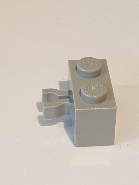 1x2 modifizierter Stein mit Clip zweigeteilt vertikal althellgrau light gray
