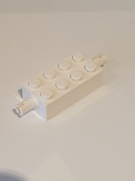 2x4 modifizierter Stein Achse mit 2 Pins weiß white