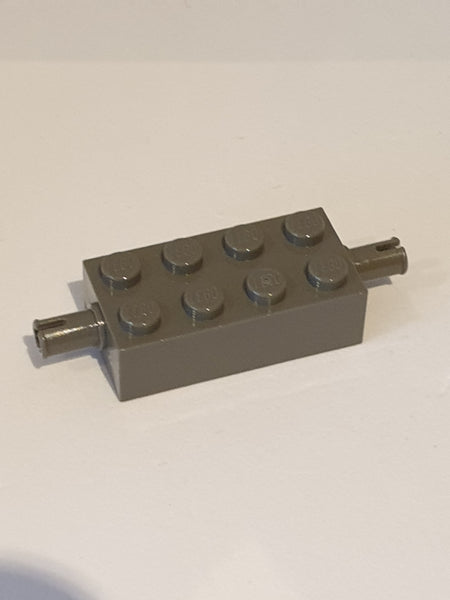 2x4 modifizierter Stein Achse mit 2 Pins altdunkelgrau dark gray