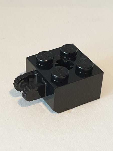 2x2 Scharnierstein mit 2 Fingern vertikal und Kreuzloch schwarz black