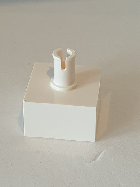 2x2x1 Stein mit Pin Vertikal oben weiß white