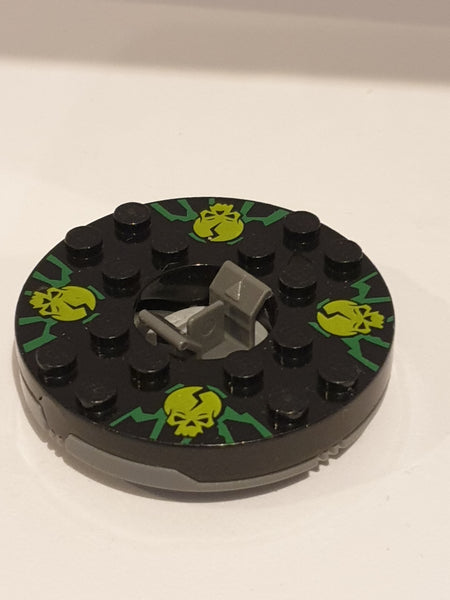 6x6 Ninjago Spinner drehbarer Rundstein bedruckt neudunkelgrau
