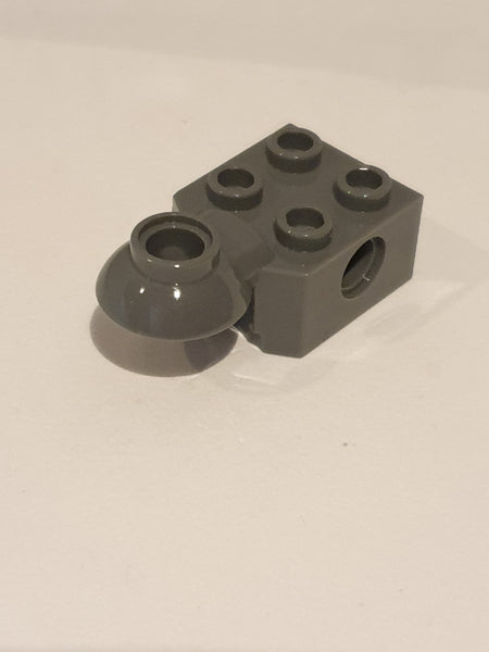 2x2 Technik Stein mit Pinloch und Rotations-Gelenk horizontal neudunkelgrau